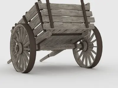 Wooden Cart Free low-poly 3D model