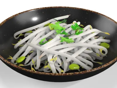 Steamed Bean Shoots with Cilantro 3D model