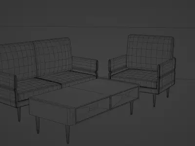 Set Wooden Furniture 7 3D model
