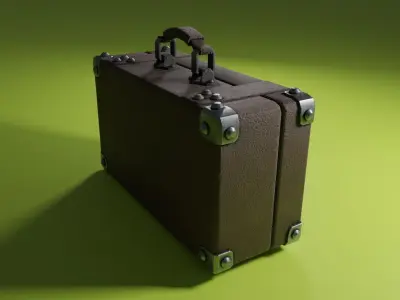 Lowpoly PBR leather suitcase game ready Free low-poly 3D model