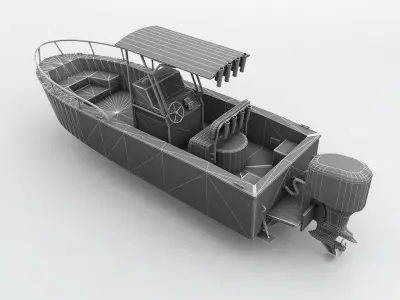 Fishing Motor Boat Boston Whaler 2 Low-poly 3D model
