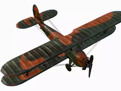 Russian Soviet biplane Polikarpov Po-2 Kukuruznik Low-poly 3D model