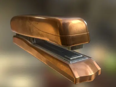 Stapler Rigged And Animated Copper Version Low-poly 3D model