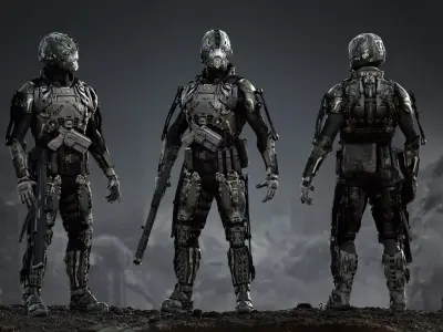 Elite Soldier from Warriors of Future  Low-poly 3D model