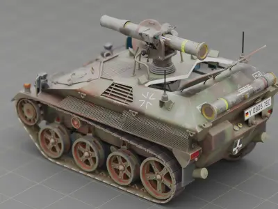 German Wiesel Tank with Tow Missile System and interiors Low-poly 3D model