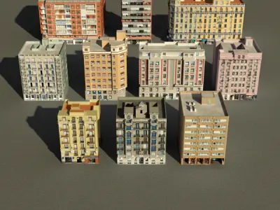 Building Collection 81 - 90 Low-poly 3D model