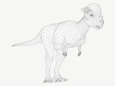 Pachycephalosaurus dinosaur Low-poly 3D model