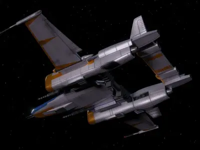 LH-38 LH-Wing - P38 Lightning Inspired Star Wars Fighter Low-poly 3D model