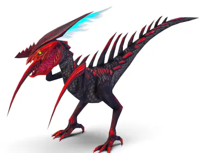 Low Poly Monster Black Alien Dino Low-poly 3D model