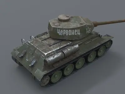 T-34-85 - damaged version 3D model