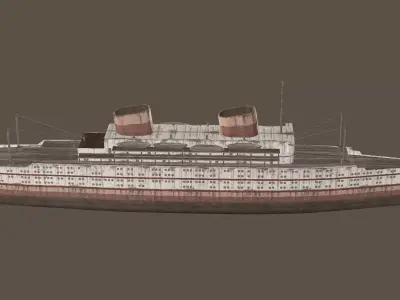 Old Rusted Steam Ship Low Poly 3D Model Low-poly 3D model