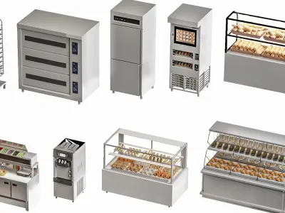 Bakery Display Bread Baking Oven 3D model