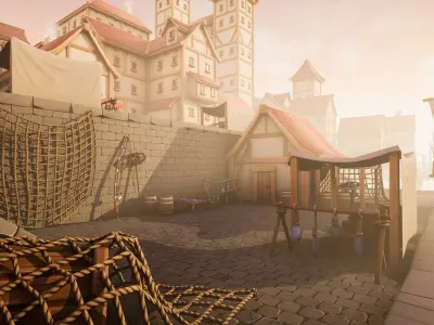 Medieval Port City - Modular Pack Low-poly 3D model