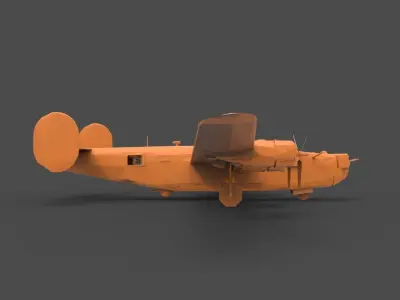 B-24J orange airplane 3D print model