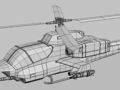 Apache Helicopter Low-poly 3D model