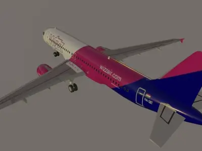 Wizz Air airbus a320-214 3D model low poly Low-poly 3D model