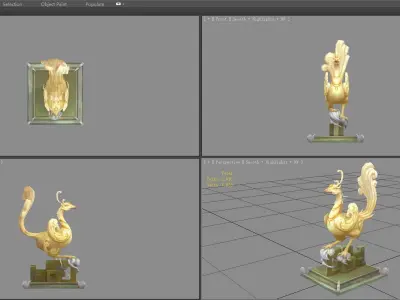 Jade Bird Sculpture Low-poly 3D model