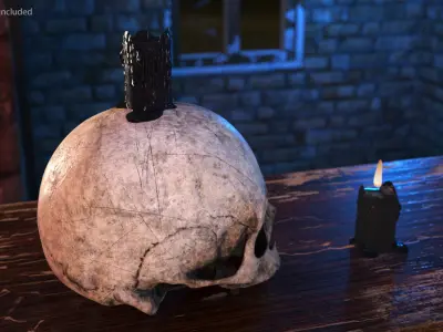 Gothic Skull Candle Decor 3D model