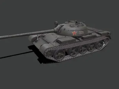 T-54 T-55 Soviet Main Battle Tank Low-poly PBR Low-poly 3D model