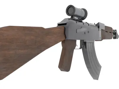 AK-47 3d model with tactical equipment Free low-poly 3D model