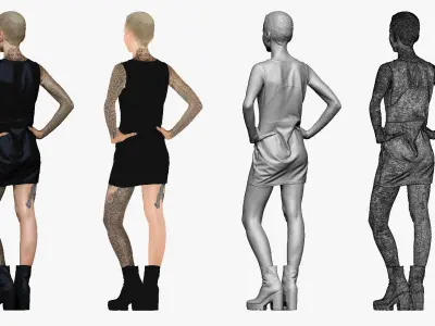 001505 blonde girl with tattoo 3D model