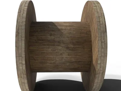 Wooden cable reel Low-poly 3D model