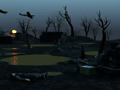 WW2 scene Free 3D model