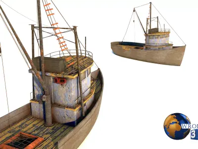 Lowpoly Fishing Boat 3D Model Low-poly 3D model