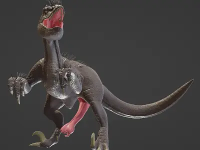 Male velociraptor 3D model