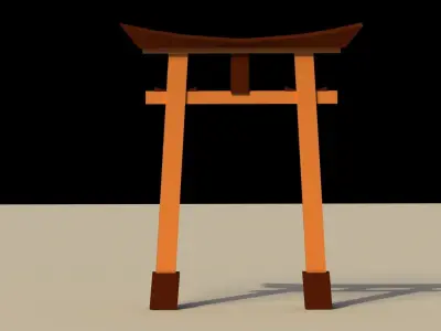 Low Poly Japanese Torii Low-poly 3D model