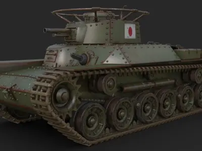 Tank Type 97 Chi Ha Green Japan Mental ray 3D model