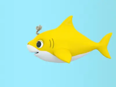 baby shark cartoon character Low-poly 3D model