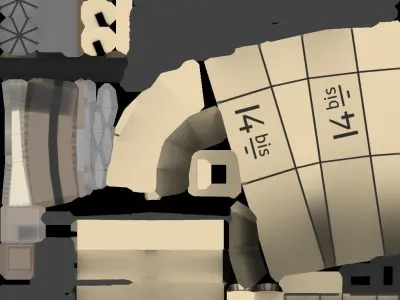 Stylized 14-bis Low-poly 3D model