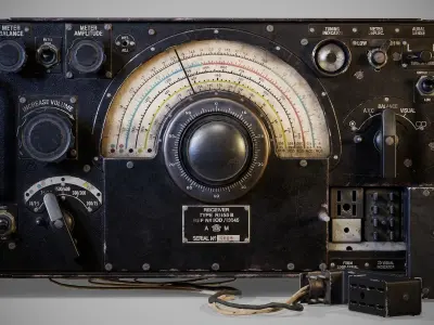 Military radio receiver R-1155 Low-poly 3D model