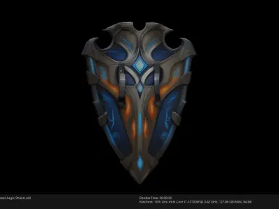 Low Poly Stylized Ethereal Aegis Shield Low-poly 3D model