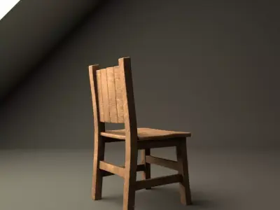 Low Poly Wooden Chair Game Ready PBR Furniture Low-poly 3D model