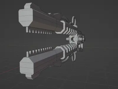 RailGun gun with two blades Free low-poly 3D model