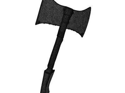 Fantasy Double Axe Spear Weapon 3D model