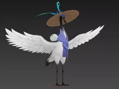 immortal crane Low-poly 3D model