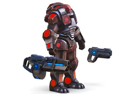 Assault heavy machine gun cannon naff barrel blaster laser arms Low-poly 3D model