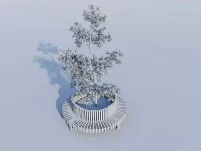 Modern Circular Tree Planter Bench 3D Model Low-poly 3D model