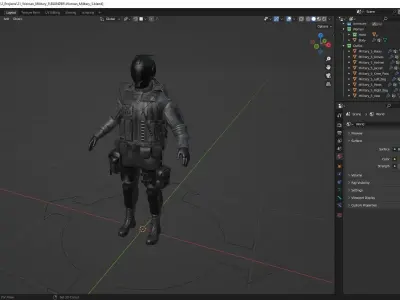 Woman - Military Outfit 5 - Modular - Rigged Low-poly 3D model