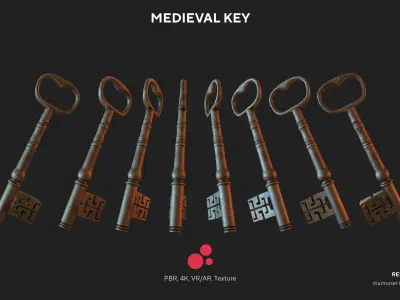 Medieval Keys Set 02 AR low-poly 3D model Low-poly 3D model