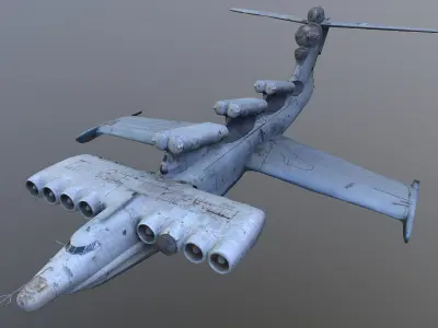 Caspian Sea Monster ekranoplan Lun Low poly Low-poly 3D model