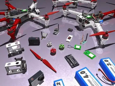 Multicopters Pack Low-poly 3D model