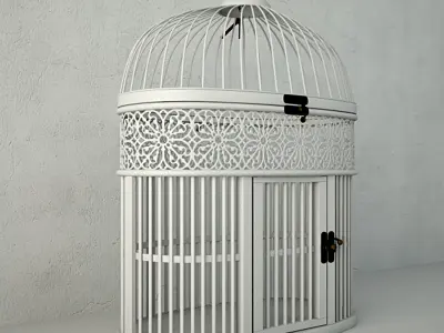 White Metal Bird Cage by ZARA HOME 3D model