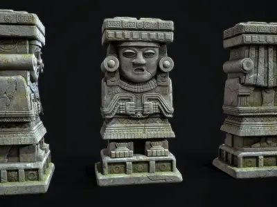 Statue Aztec Chalchiutlicue Low-poly 3D model