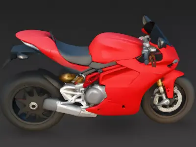 Modern Sport Bike Red Motorcycle 3d model Low-poly 3D model