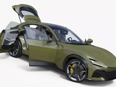 Extreme Sports Crossover Car Olive Rigged 3D model