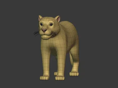 Cartoon Tiger - Leopard - Puma - Lioness Low-poly 3D model